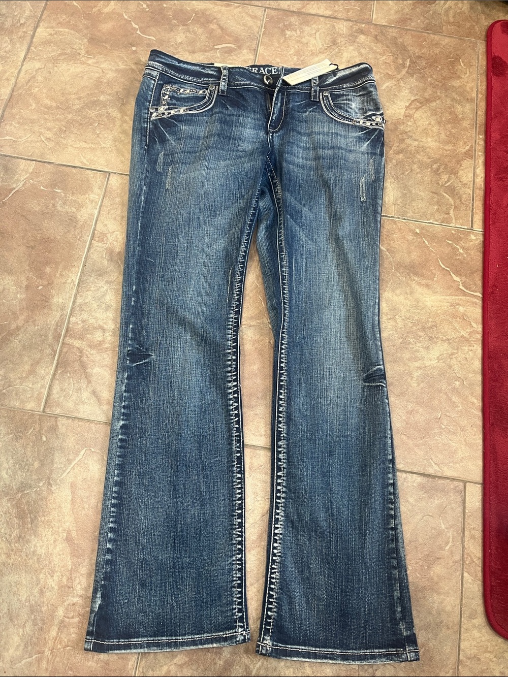 Grace Dark Blue Flare & Wide Leg Jeans